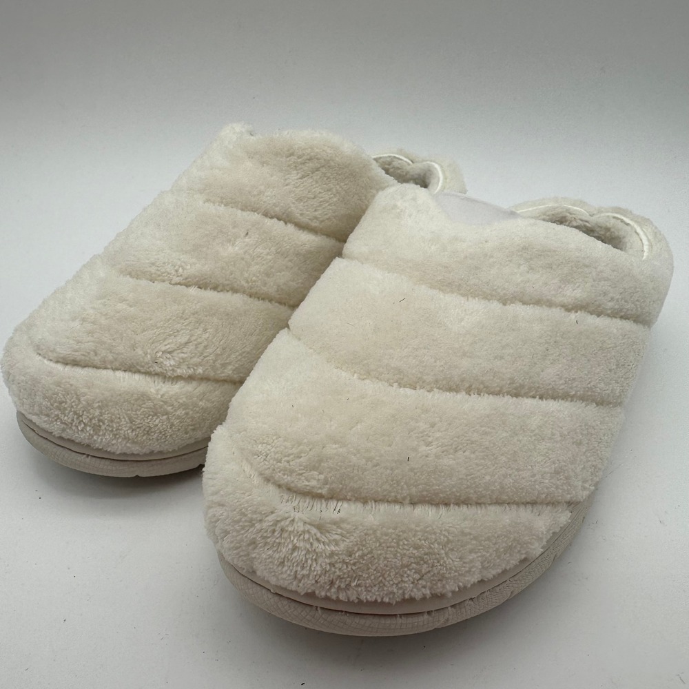 Dearfoams Women's Memory Foam Slippers Small 5-6 Muslin Cream Indoor NEW
